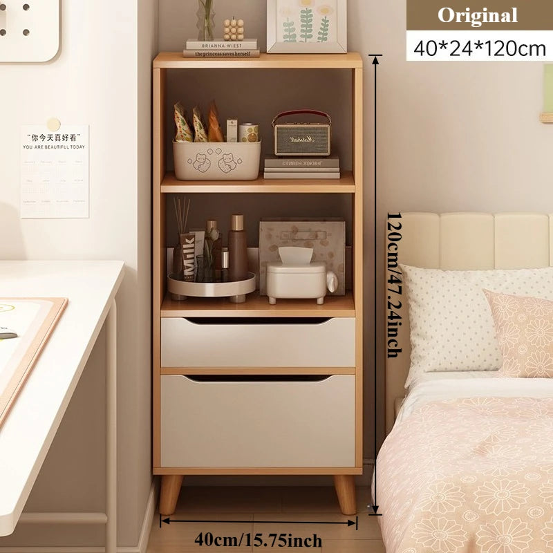 Living Room Bookshelf Multi-Level Floor Standing Storage Rack Office Display Cabinet Bookcase With Drawers Study Books Storage