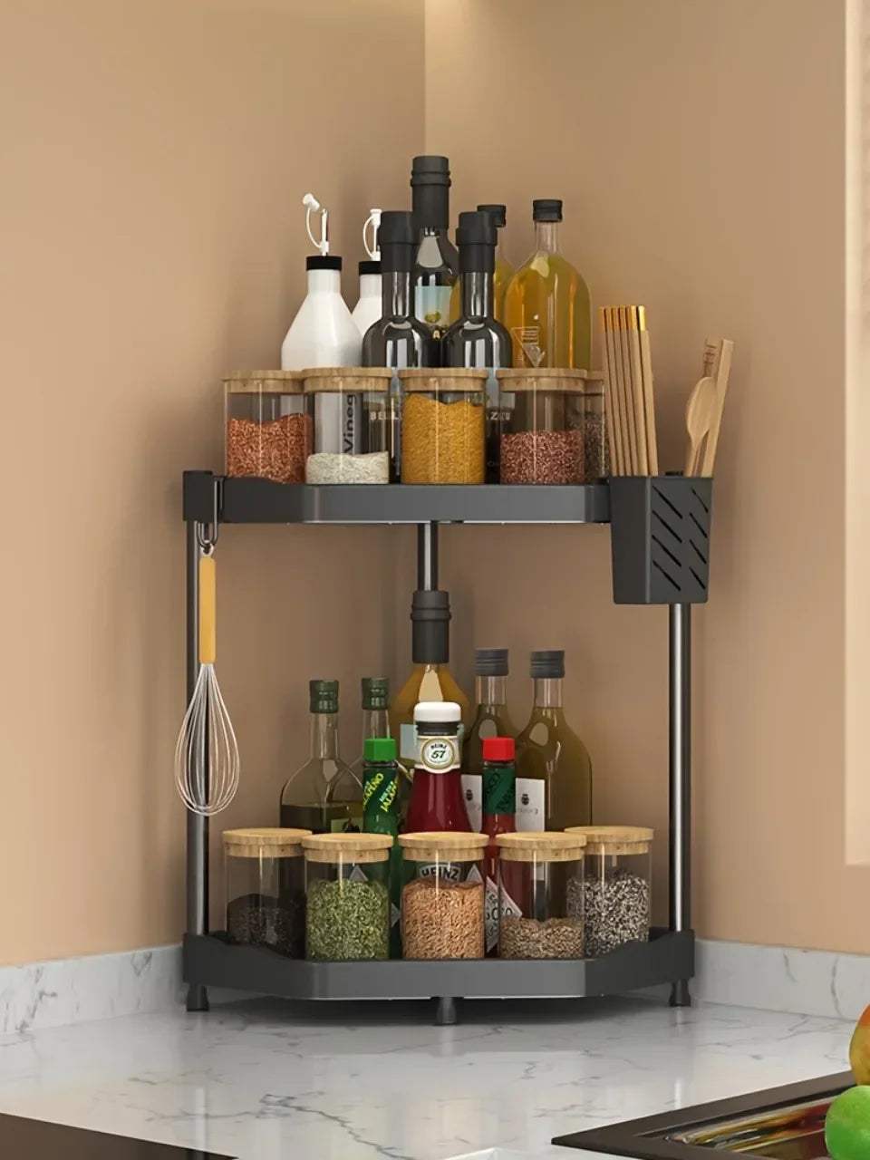 Kitchen Seasoning Shelf Spice Countertop Corner Stands Multi-layer Storage Easy To Clean High-quality Steel Plate Kitchen Shelf