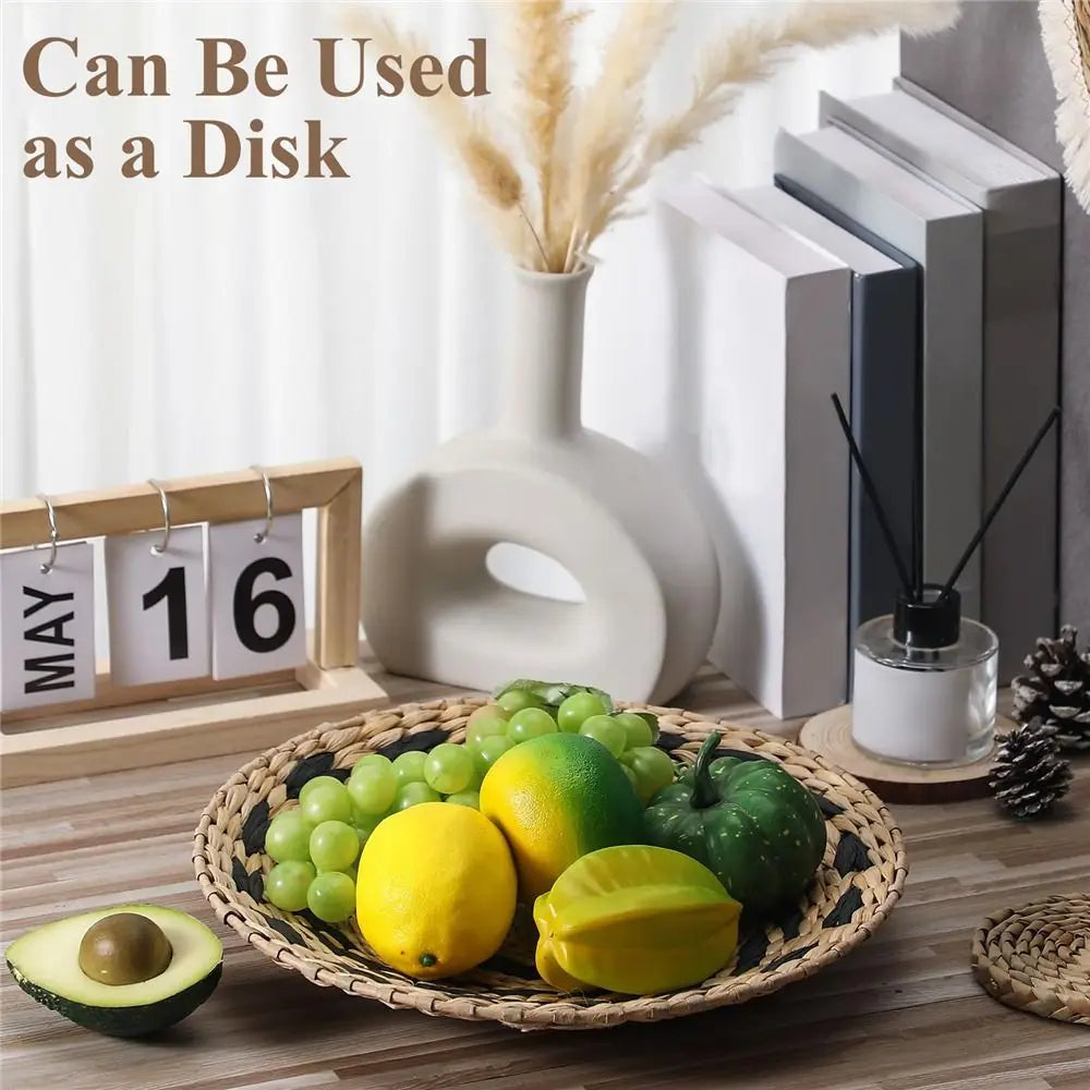 4/7PCS Boho Wall Baskets Seagrass Rattan Wicker Handmade Wall Art Room Decor Round Shape Hanging Wall Basket Home Decor