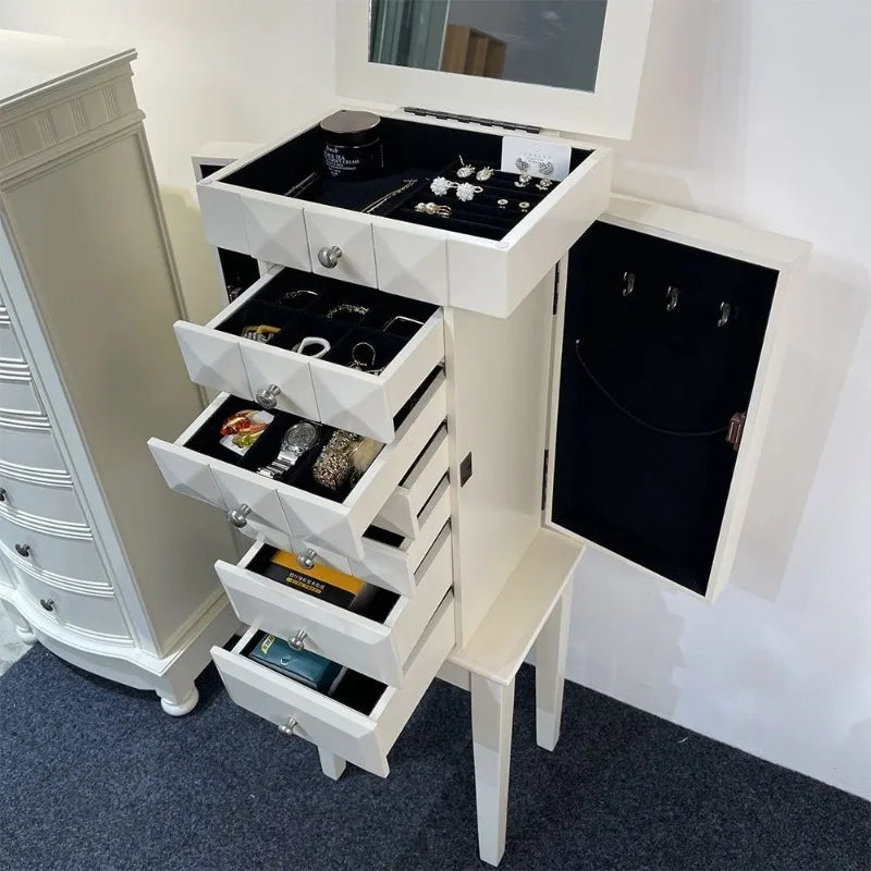 Large Jewelry Cabinet Wooden Storage Locker Living Room Dressers for Bedroom Drawer Storage Furniture Organizer Decoration