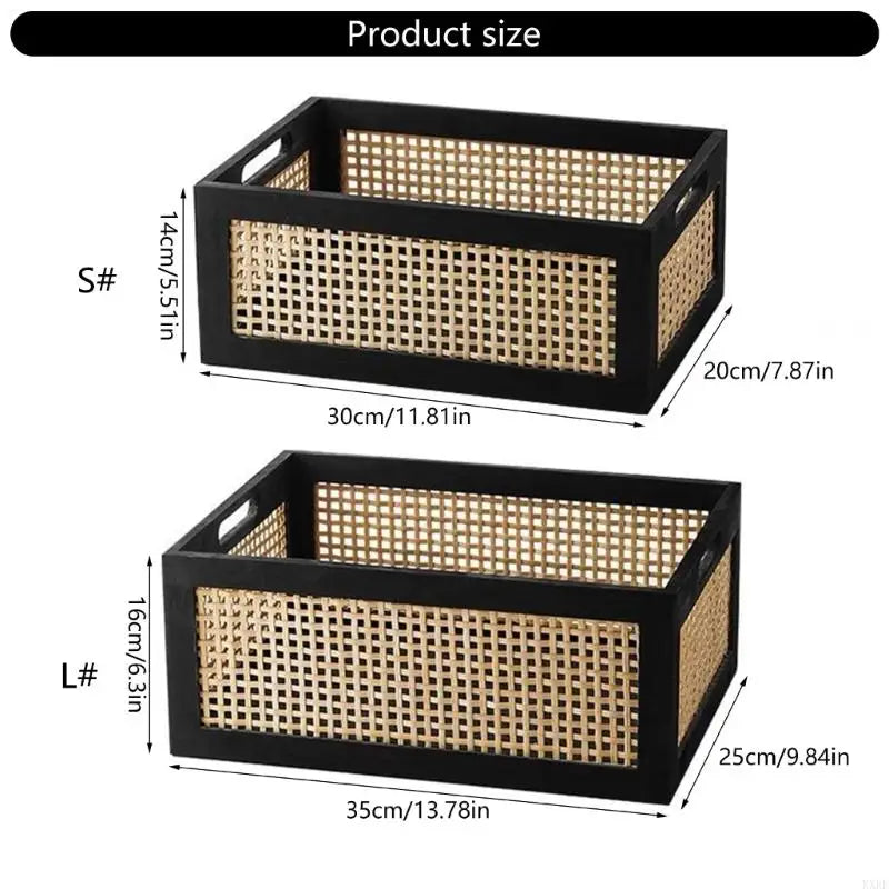 Sturdy Wood and Bamboos Storage Basket Suitable for Cabinets Enhances Home Decoration and Organization Daily Casual Use KXRE
