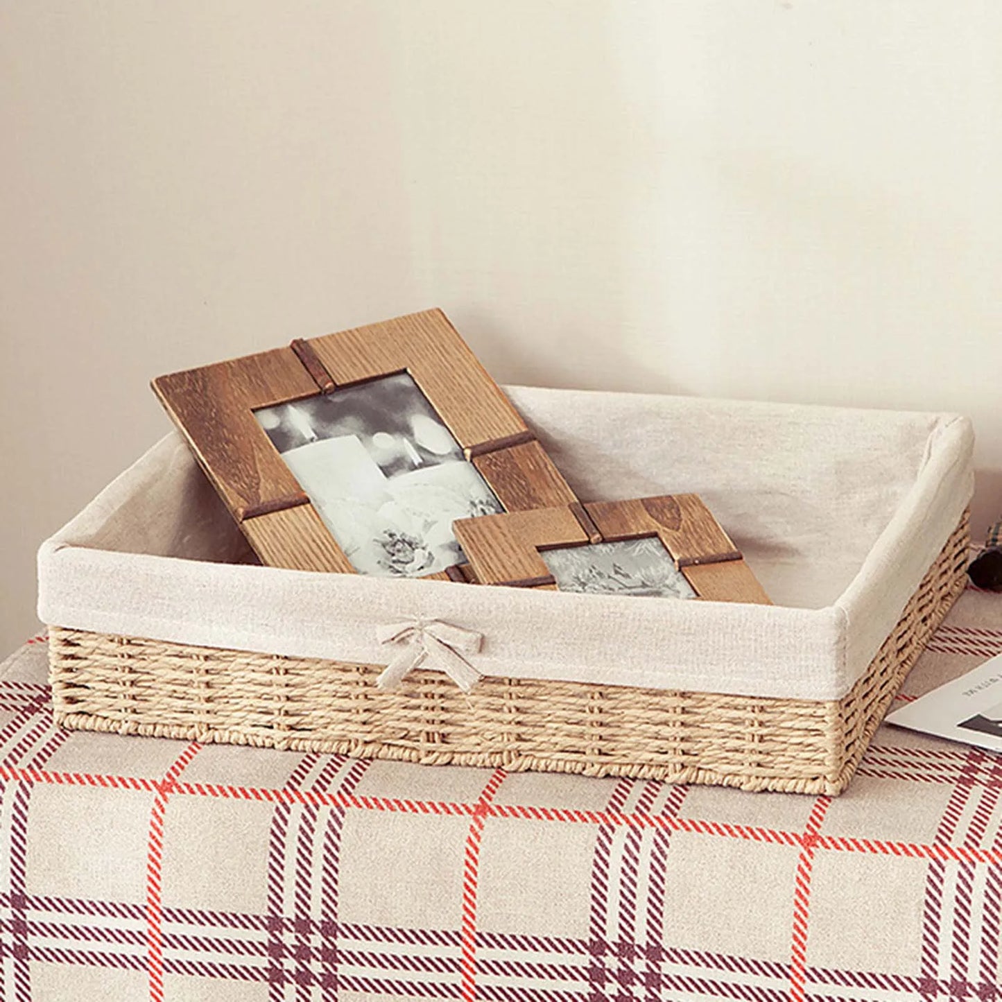 Woven Baskets Handwoven Picnic Basket Display Storage Paper Rope Storage Basket for Cosmetics Lunch Appetizer Snacks Dinner