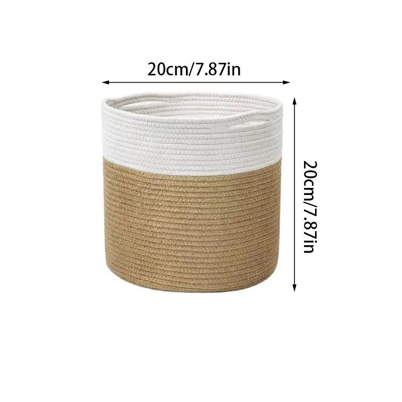 Handmade Cotton Rope Woven Baskets Flower Pot Holder Kids Toys Clothes Sundries Storage Bag Laundry Basket Foldable Home Decor