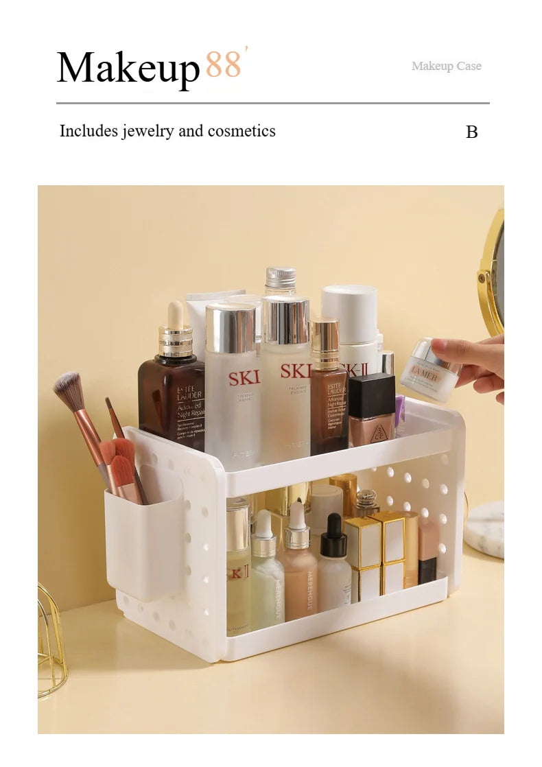 3-Tier Desktop Organizer Shelf with Pegboard – Modular Desk Storage Rack with Hooks & Compartments