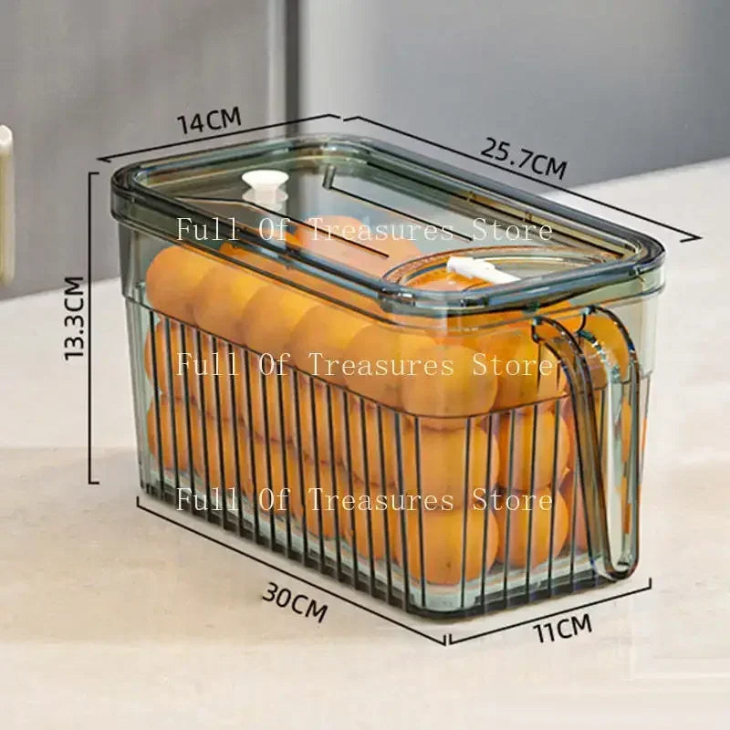 Refrigerator Produce Storage Containers with Drain Basket for Fruits & Vegetables