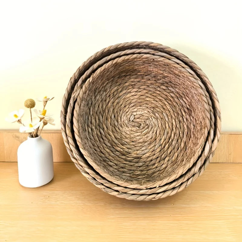Hand-Woven Straw Baskets, Boho Storage for Home & Office. Perfect Organizer for Towels, Toys & More. Chic Gift Idea!