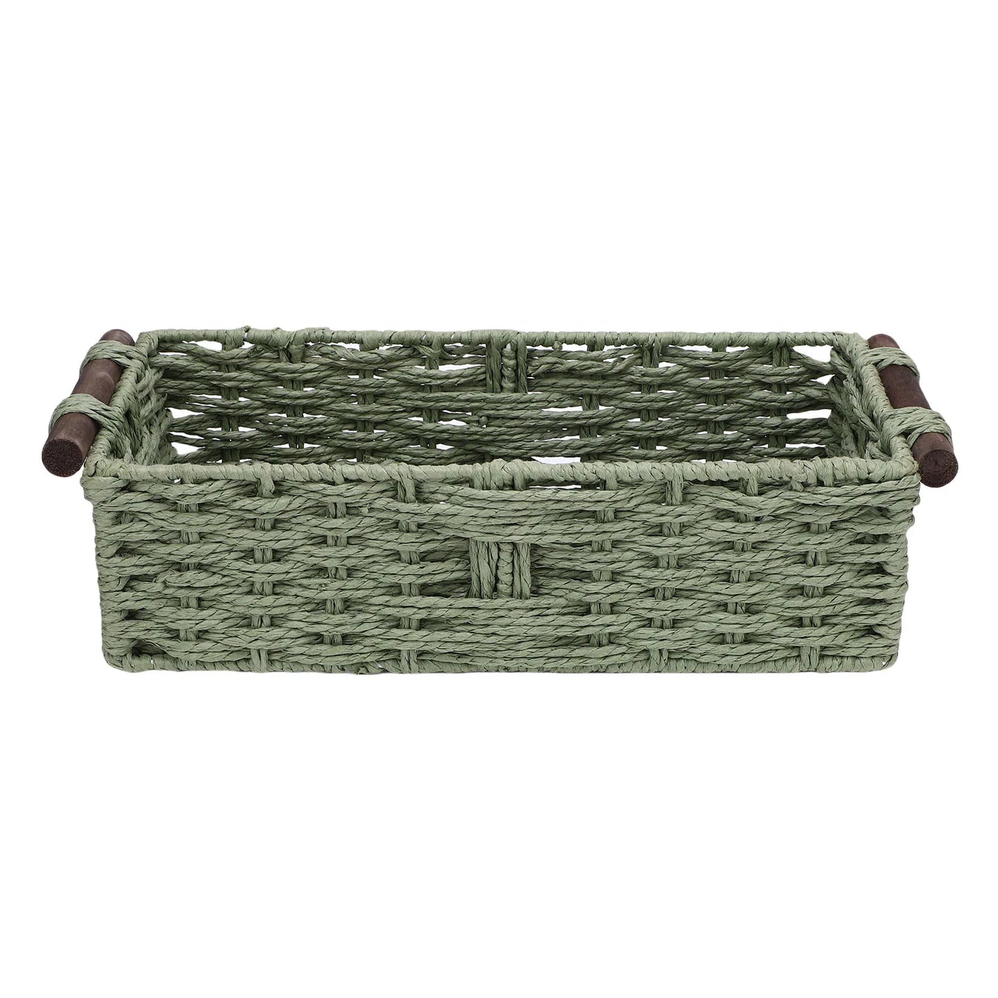 Toilet Paper Basket Handmade Decorative Cabinet Organizer Basket Breathable Wooden Handles Portable Paper Rope for Countertop