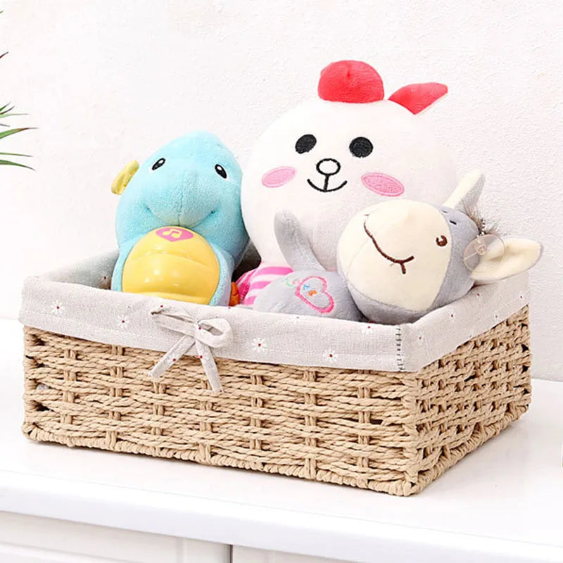 Desk Top Storage Baskets Handmade Storage Box Key Toy Sundries Organizer Laundry Hamper Baskets Clothes Book Snack Storage Box