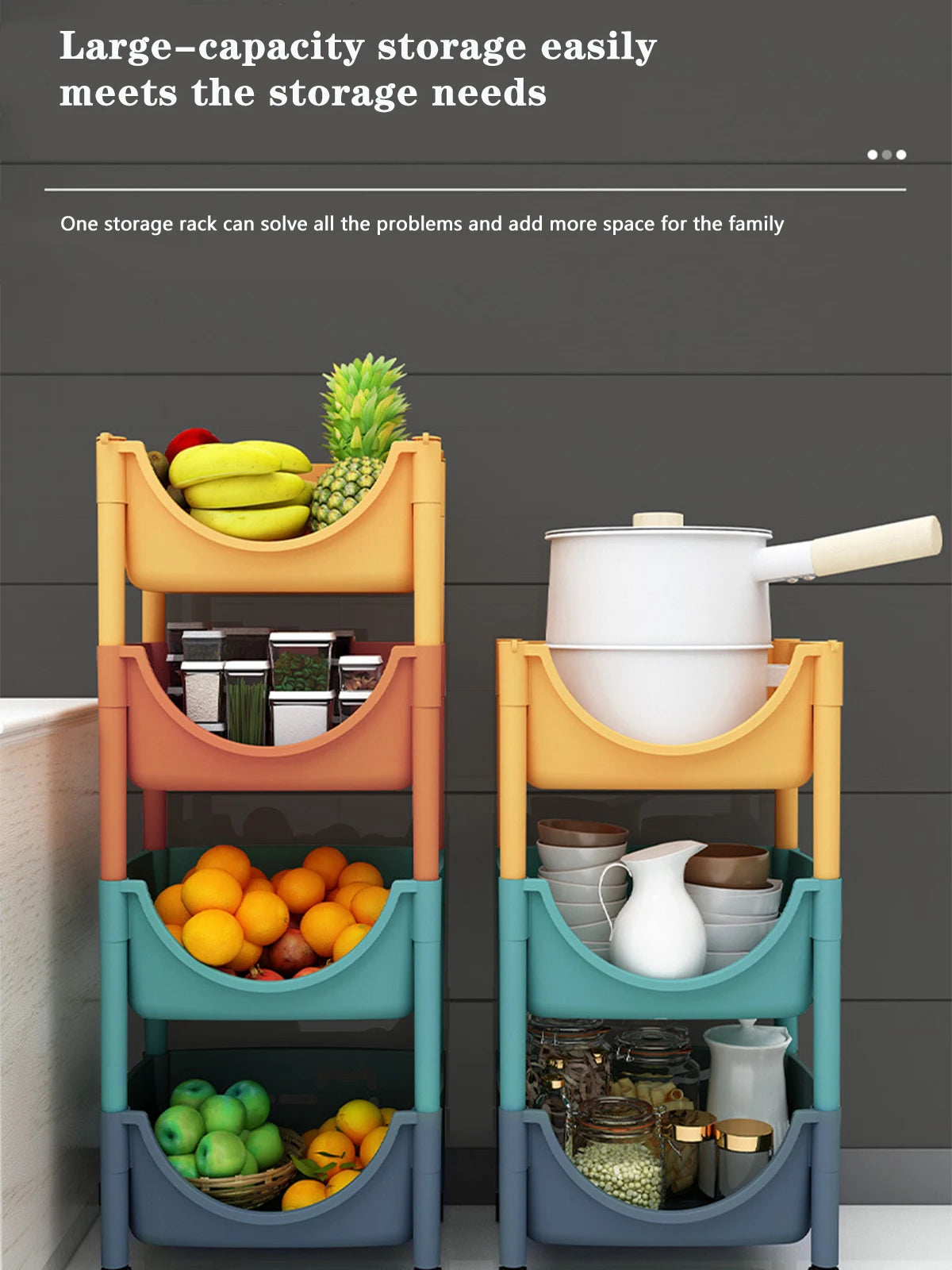 Kitchen Storage Trolley Movable Storage Cart Storage Racks for toy snack Large Capacity Storage Basket For Kitchen Living Room