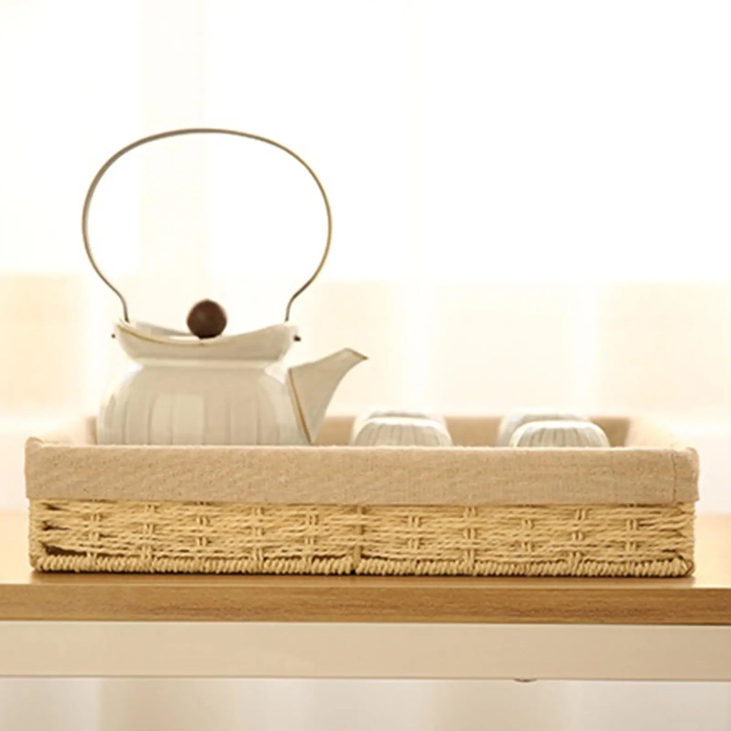 Woven Baskets Handwoven Picnic Basket Display Storage Paper Rope Storage Basket for Cosmetics Lunch Appetizer Snacks Dinner