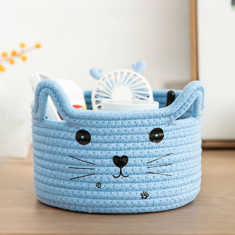 Cute Storage Baskets Cotton Woven Bedroom Household Decor Organizer Case Key Snacks Desktop Sundries Deposit Tidy Box Items Home