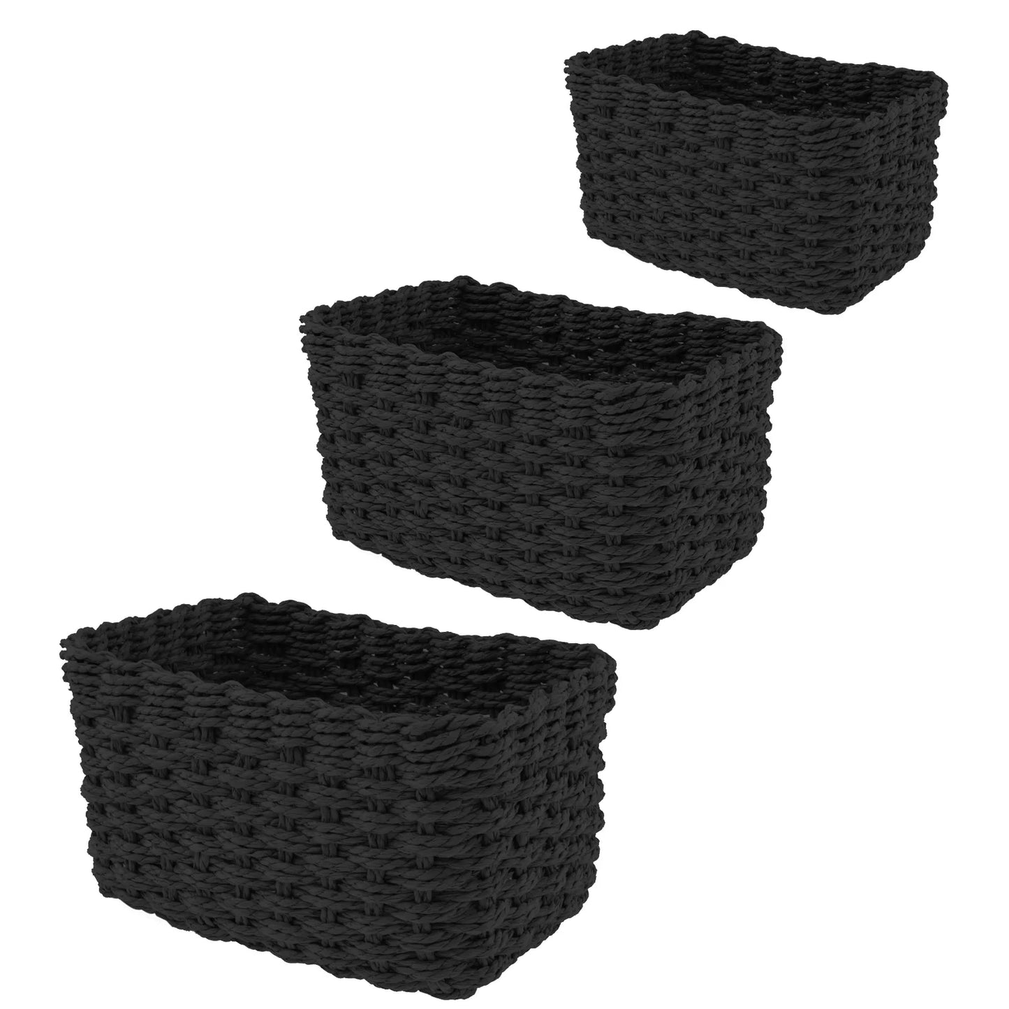 3Pcs Grass Woven Storage Baskets Decorative Woven Baskets for Storage Multifunctional Picnic Basket Fruit Cosmetic Storage Box