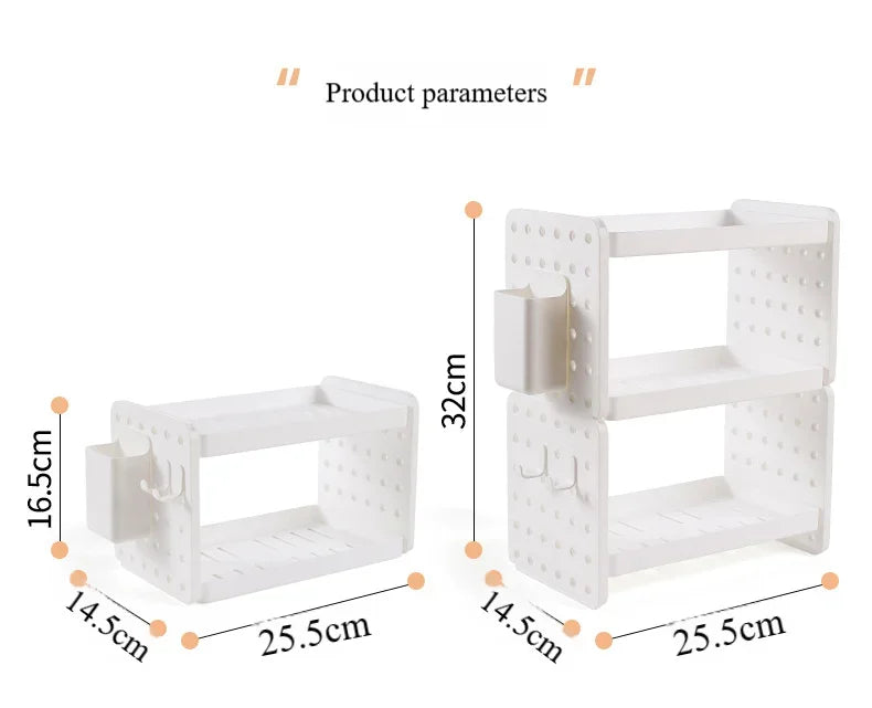 3-Tier Desktop Organizer Shelf with Pegboard – Modular Desk Storage Rack with Hooks & Compartments
