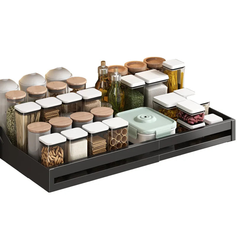 Kitchen Cabinet Basket With Slide Rails Drawer Type Bowl Dish Spice Box Storage Rack Scalable Shelf Bathroom Cabinets Organizer