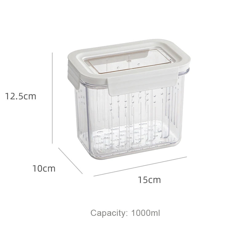 Food Storage Container with Drain Basket for Fruits, Pickles & Wet/Dry Foods