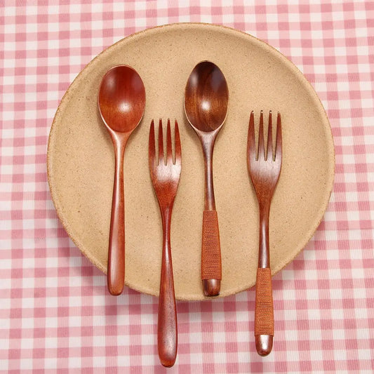 Dinner Kit Wooden Utensil Kitchen Supplies Soups Cereal Tableware Dinnerware Sets Fork Spoon