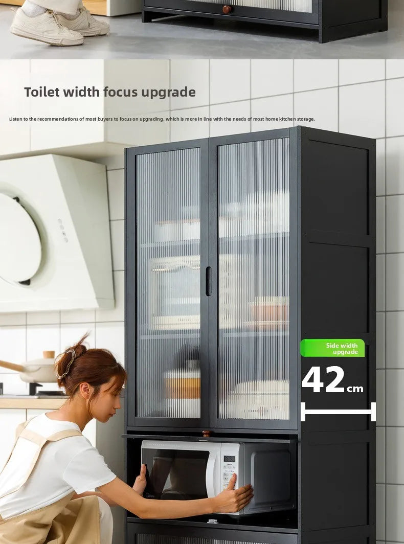 Kitchen shelf, floor standing multifunctional bowl cabinet, microwave oven cabinet, dining side storage cabinet