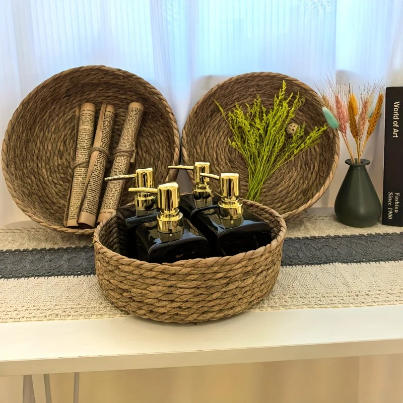 Hand-Woven Straw Baskets, Boho Storage for Home & Office. Perfect Organizer for Towels, Toys & More. Chic Gift Idea!