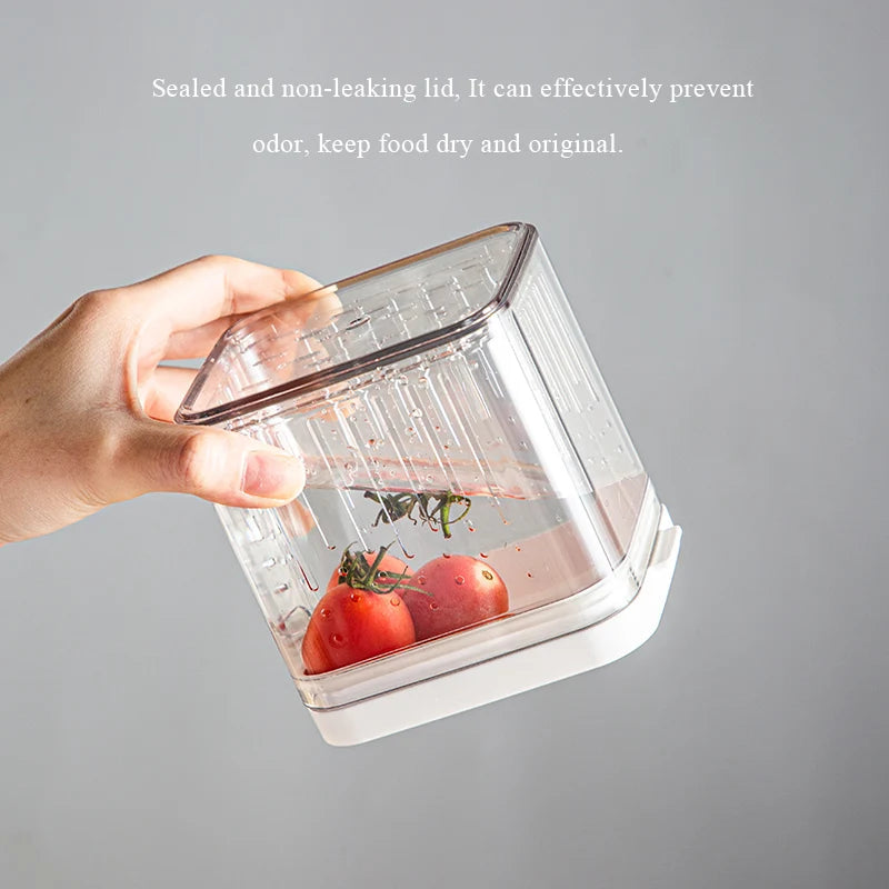 Food Storage Container with Drain Basket for Fruits, Pickles & Wet/Dry Foods