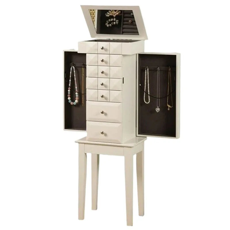 Large Jewelry Cabinet Wooden Storage Locker Living Room Dressers for Bedroom Drawer Storage Furniture Organizer Decoration