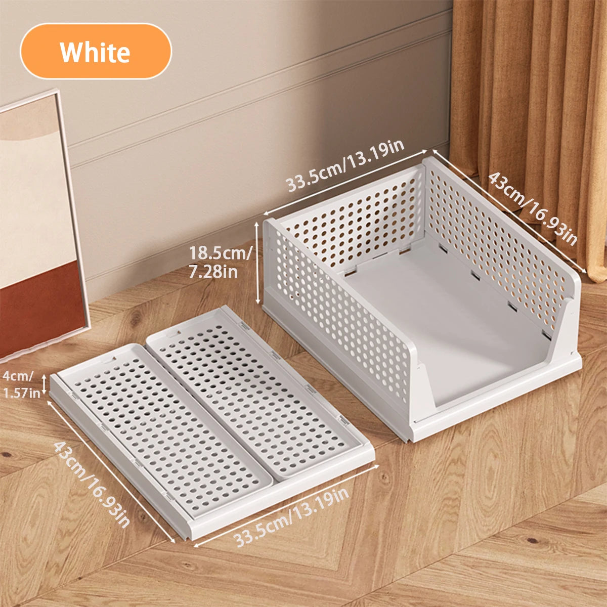 Stackable Folding Plastic Storage Baskets for Closet & Drawer Organization