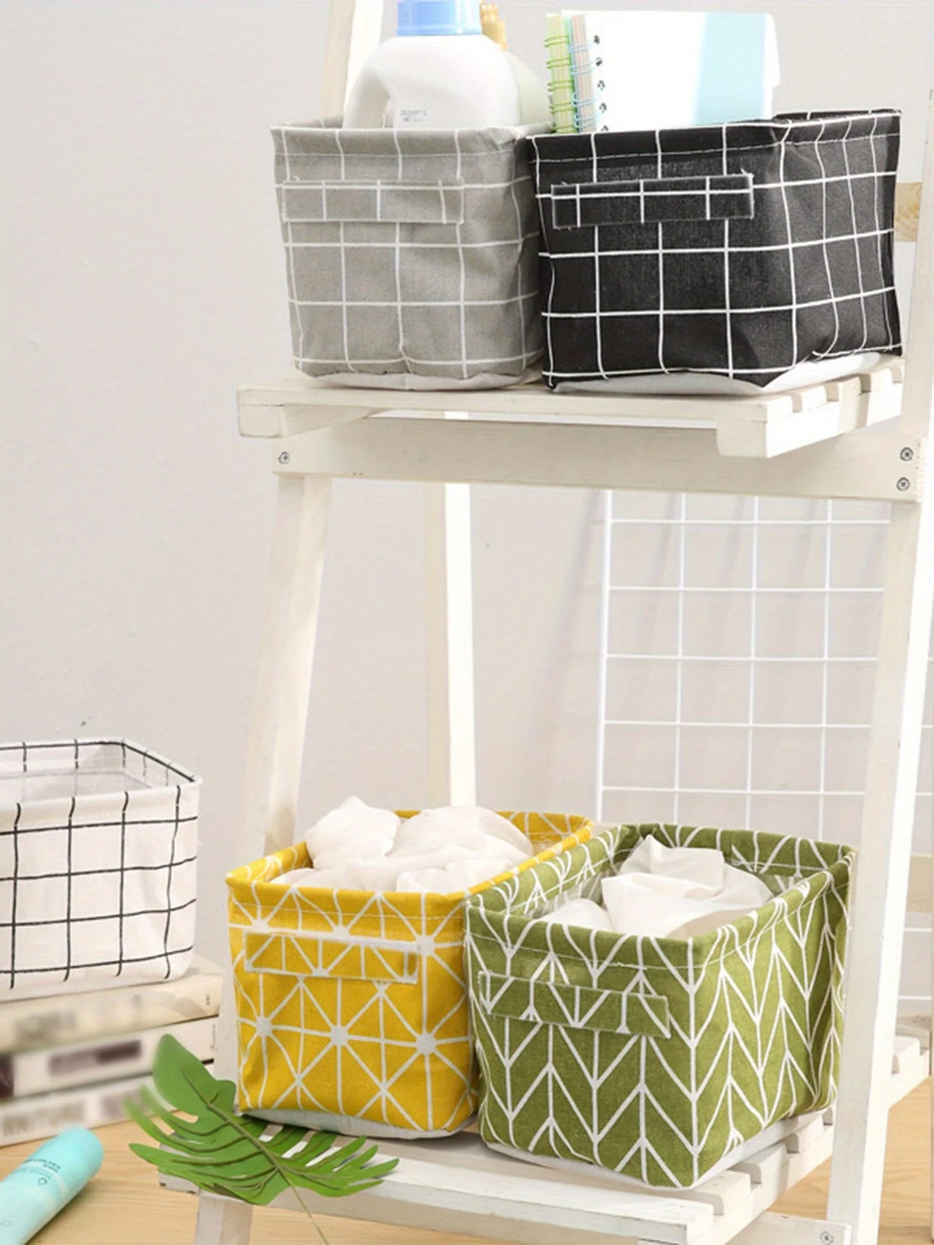 Fabric Storage Baskets Home Organizers Decorative Bins Clothes Toys Books Foldable Cloth Baskets Storage Containers with Handles