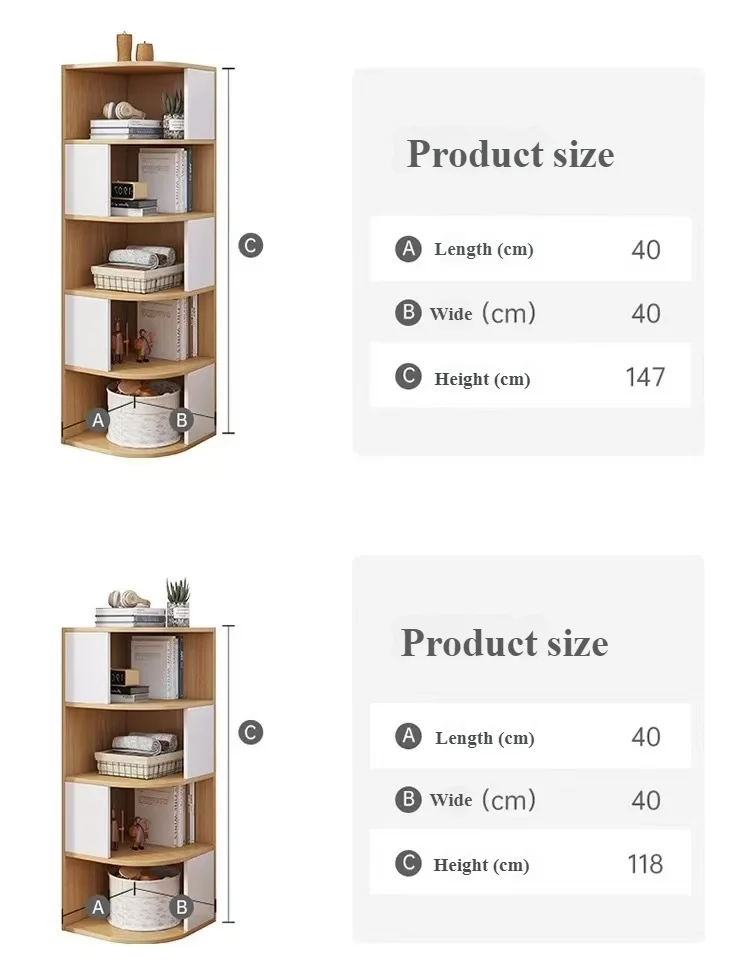 Solid Wood Wall-Mounted Corner Shelf Unit Narrow Bookshelf with Storage Space-Saving Design for Small Living Room & Home Office