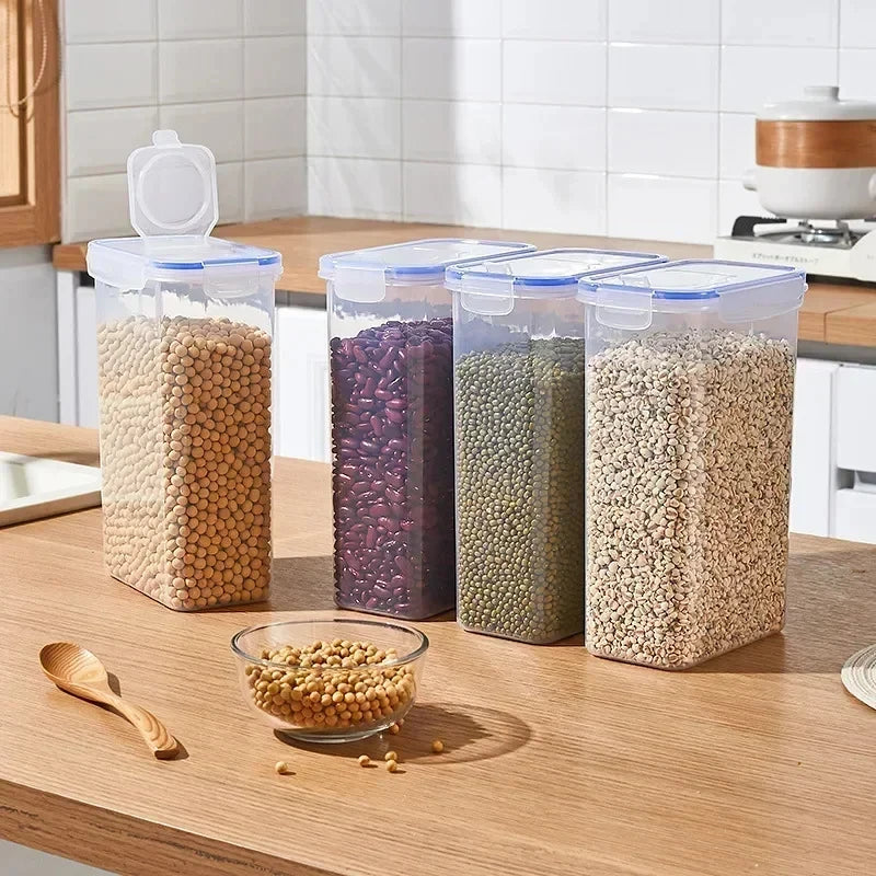 Stackable Food Storage Containers with Lids for Pantry & Rice Organization