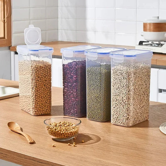 Stackable Food Storage Containers with Lids for Pantry & Rice Organization