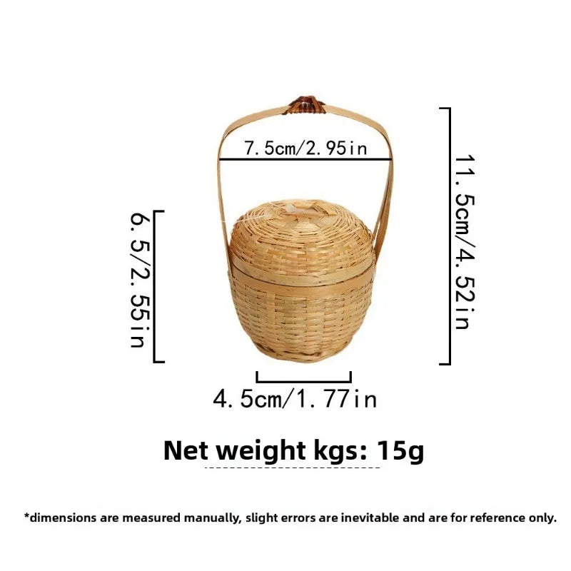 Woven Basket with Lid Decorative Small Bamboo Basket Bamboo Products Fine Woven Hand Basket Creative Small Bamboo Basket Crafts