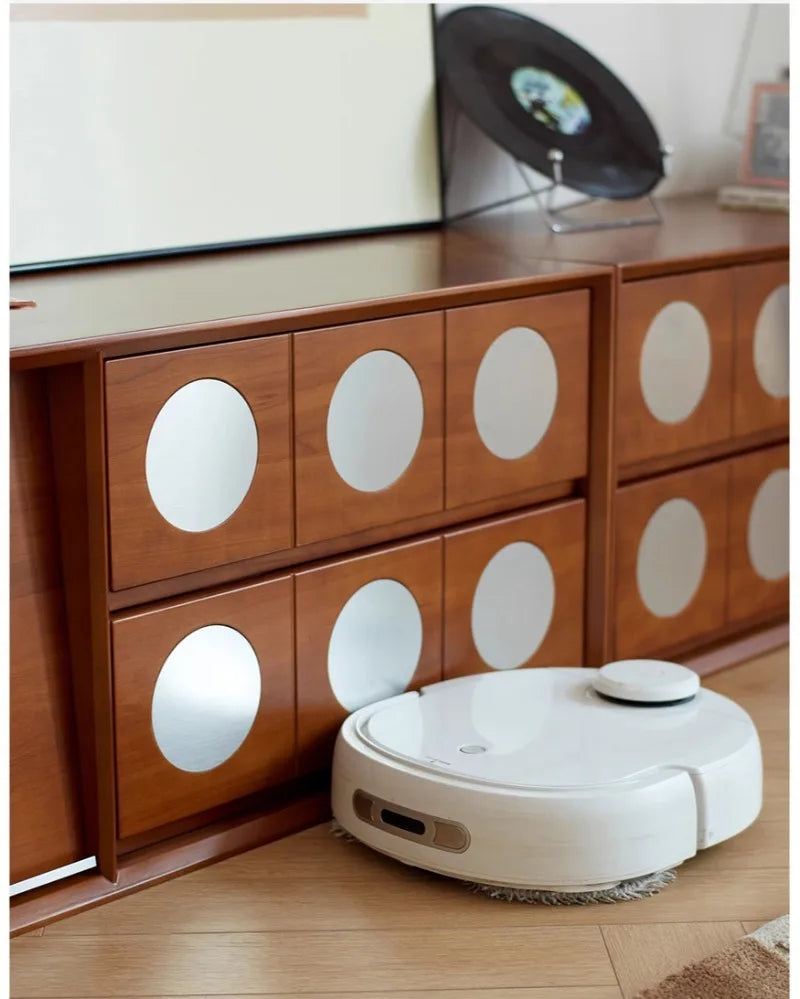 Retro Solid Wood Combination TV Cabinet Living Room Storage Lockers French Floor Bedroom Bedside Storage Cabinet Can Stacked