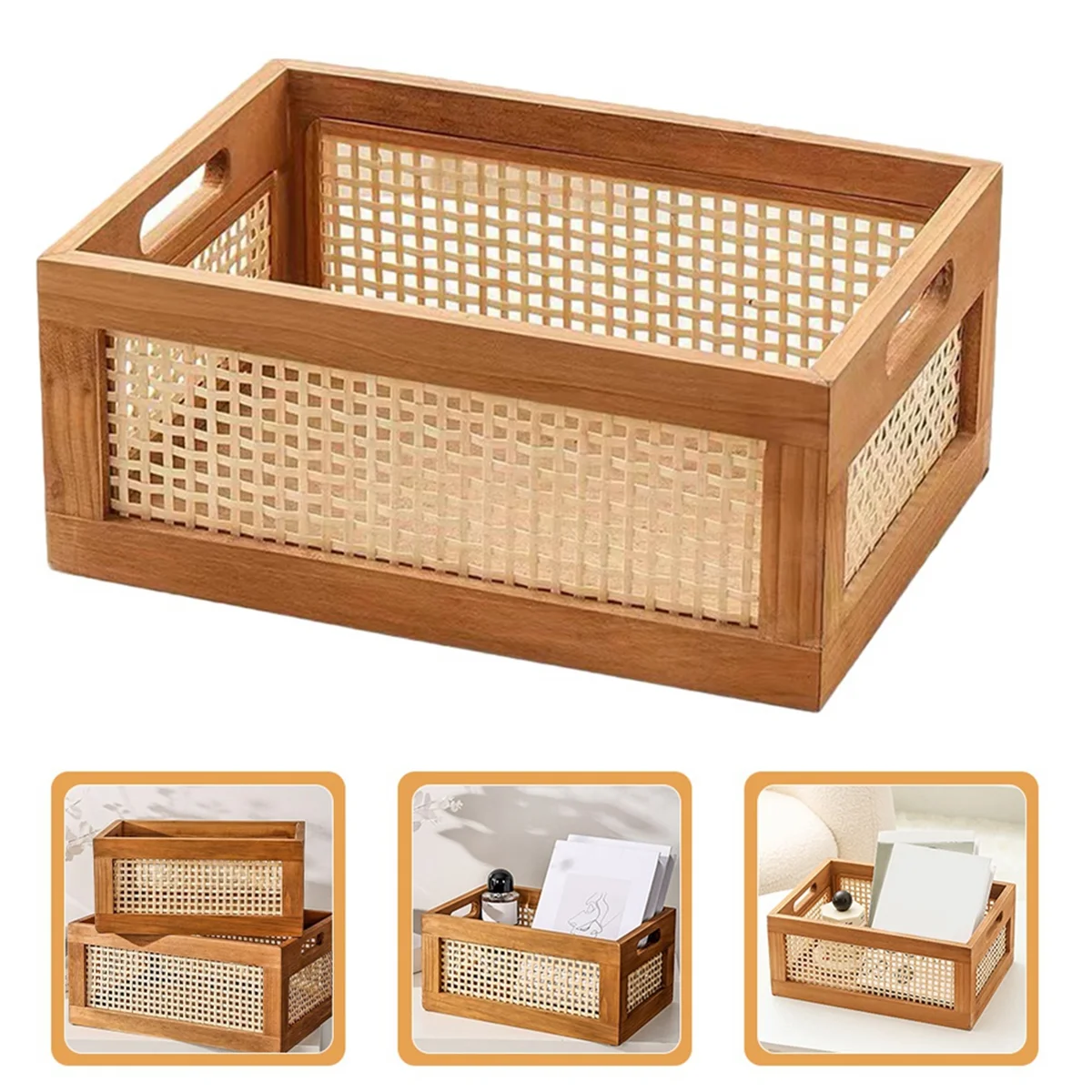 Decorative Basket Book Storage Woven Baskets for Storage Basket Organizing Nursery Bedroom Rattan Bathroom(S)