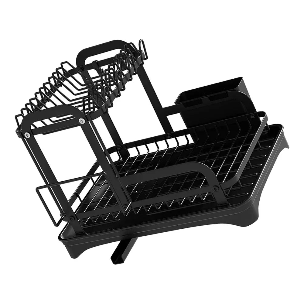 Kitchen Dish Storage Rack Multifunctional Countertop Organizer with Drainer for Bowls and Utensils Space Saving Home Essentials