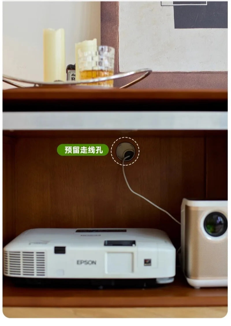 Retro Solid Wood Combination TV Cabinet Living Room Storage Lockers French Floor Bedroom Bedside Storage Cabinet Can Stacked