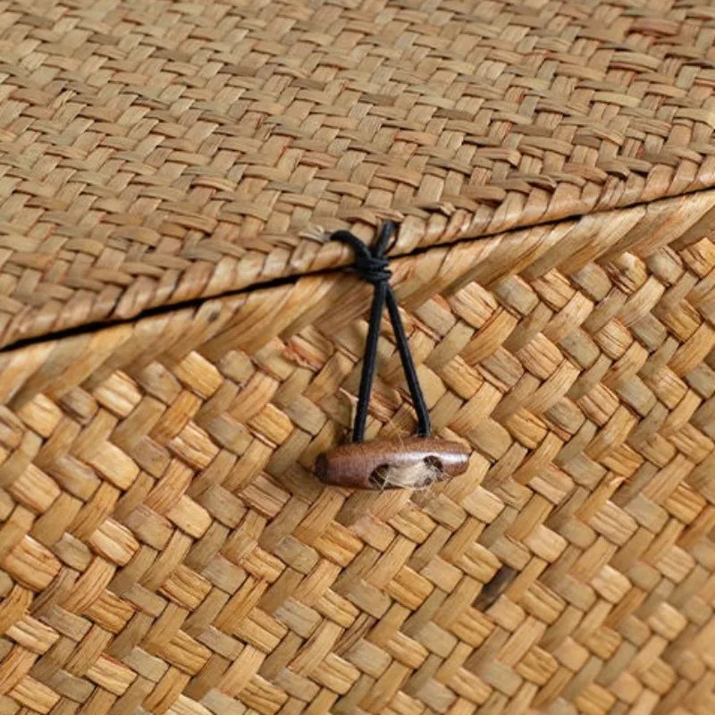 Grass Storage Basket Woven Organizer Baskets Decorative Large Capacity Bedroom Basket Luxury Toys Organizers Baskets with Lid