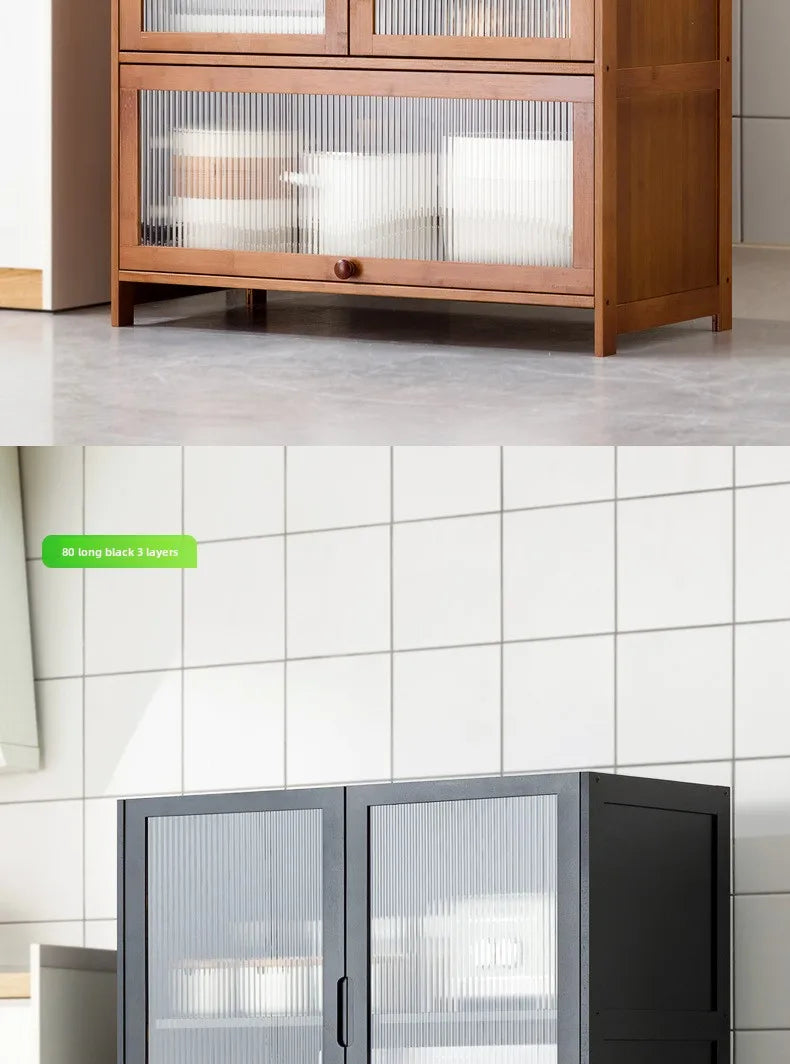 Kitchen shelf, floor standing multifunctional bowl cabinet, microwave oven cabinet, dining side storage cabinet