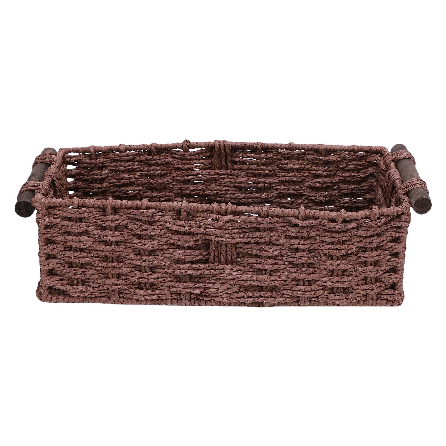 Toilet Paper Basket Handmade Decorative Cabinet Organizer Basket Breathable Wooden Handles Portable Paper Rope for Countertop