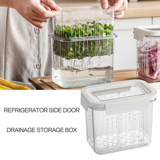 Food Storage Container with Drain Basket for Fruits, Pickles & Wet/Dry Foods