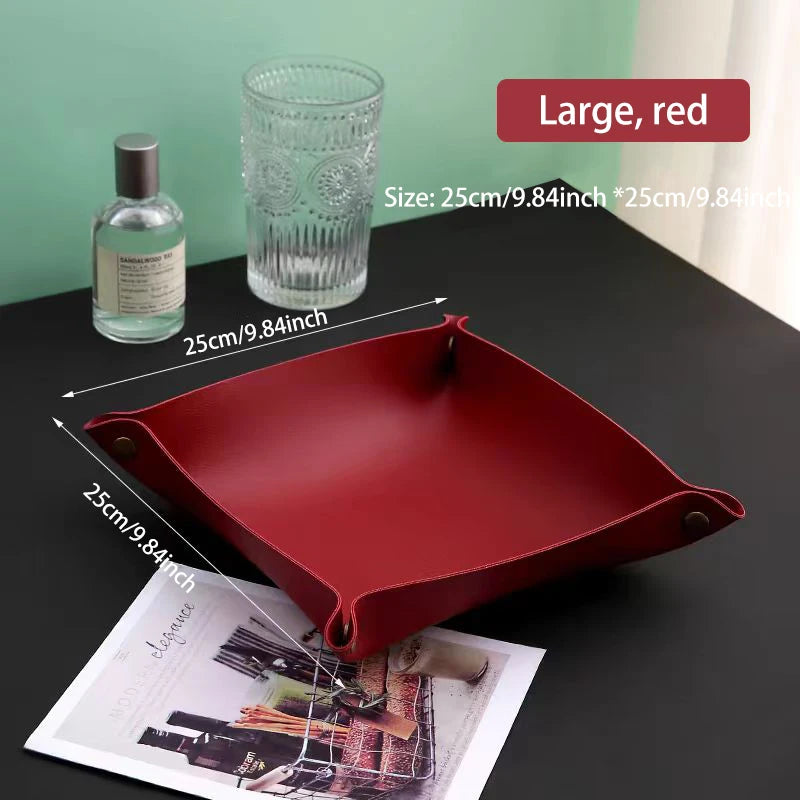 Living Room Entrance Key Storage Box Leather Desktop Cosmetics Storage Box Sundry European Tray Storage Box