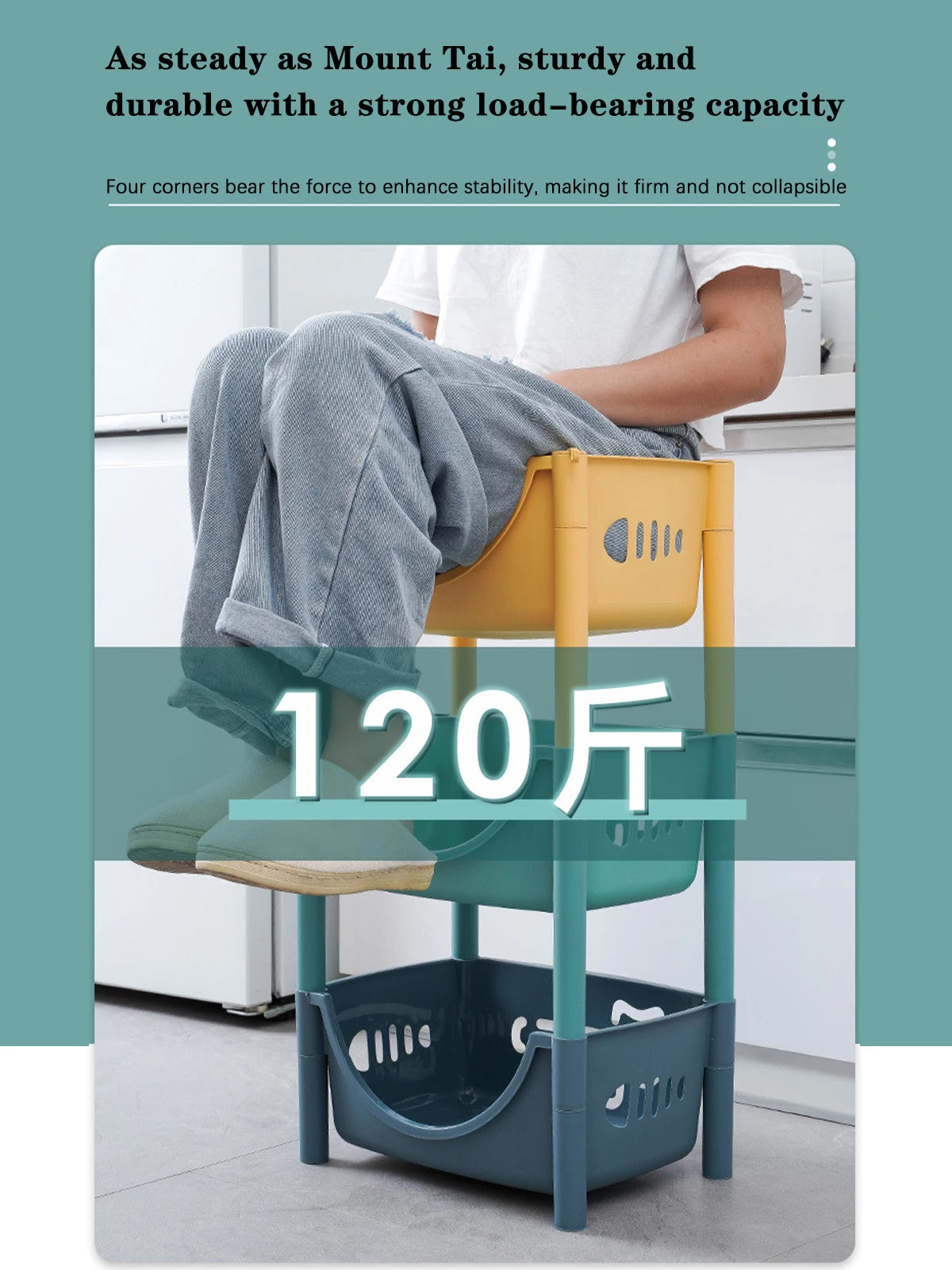 Kitchen Storage Trolley Movable Storage Cart Storage Racks for toy snack Large Capacity Storage Basket For Kitchen Living Room