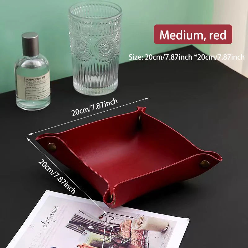 Living Room Entrance Key Storage Box Leather Desktop Cosmetics Storage Box Sundry European Tray Storage Box