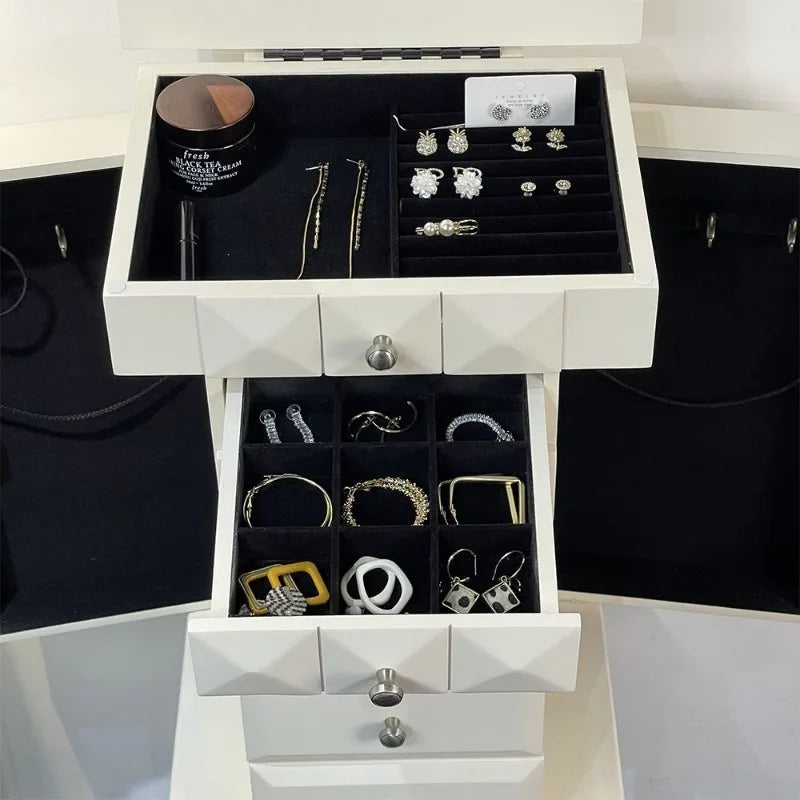 Large Jewelry Cabinet Wooden Storage Locker Living Room Dressers for Bedroom Drawer Storage Furniture Organizer Decoration