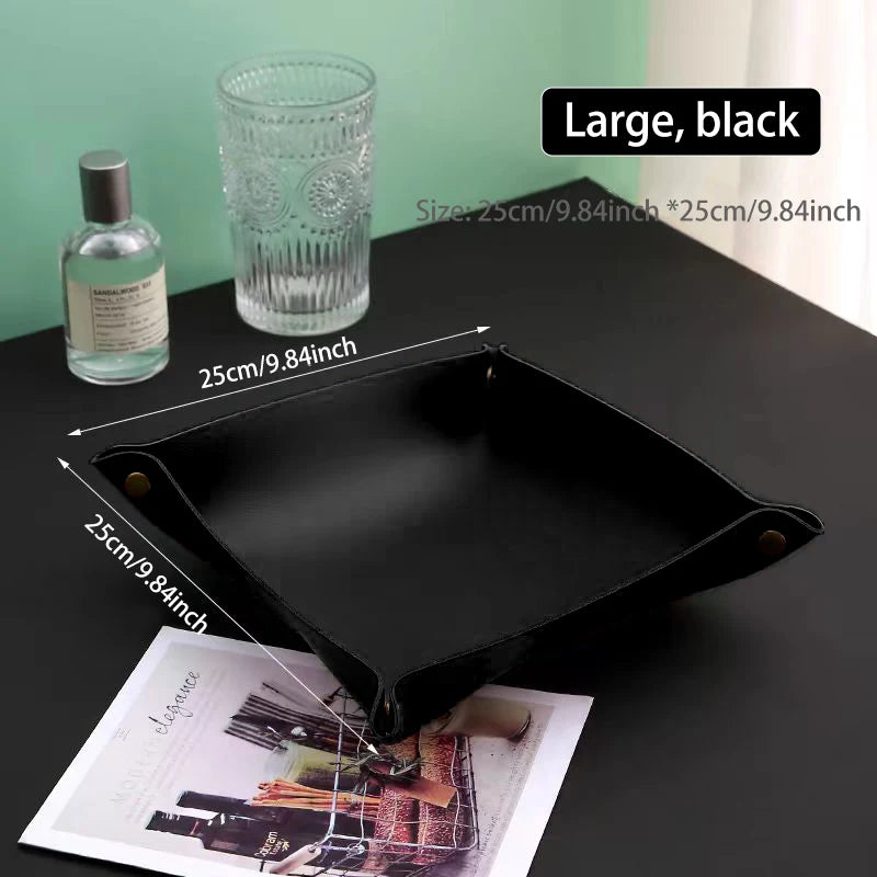 Living Room Entrance Key Storage Box Leather Desktop Cosmetics Storage Box Sundry European Tray Storage Box