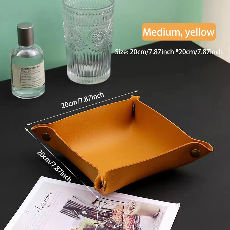 Living Room Entrance Key Storage Box Leather Desktop Cosmetics Storage Box Sundry European Tray Storage Box