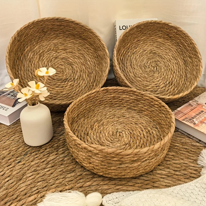 Hand-Woven Straw Baskets, Boho Storage for Home & Office. Perfect Organizer for Towels, Toys & More. Chic Gift Idea!