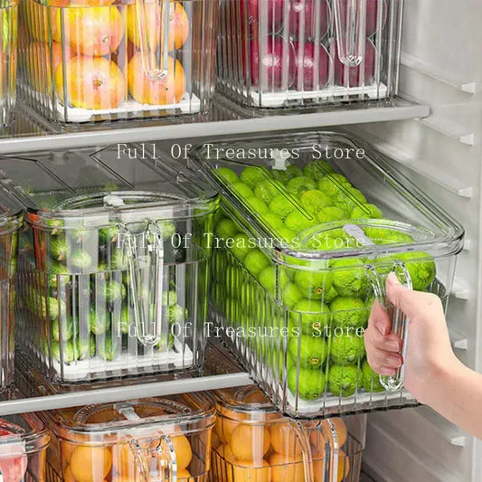 Refrigerator Produce Storage Containers with Drain Basket for Fruits & Vegetables