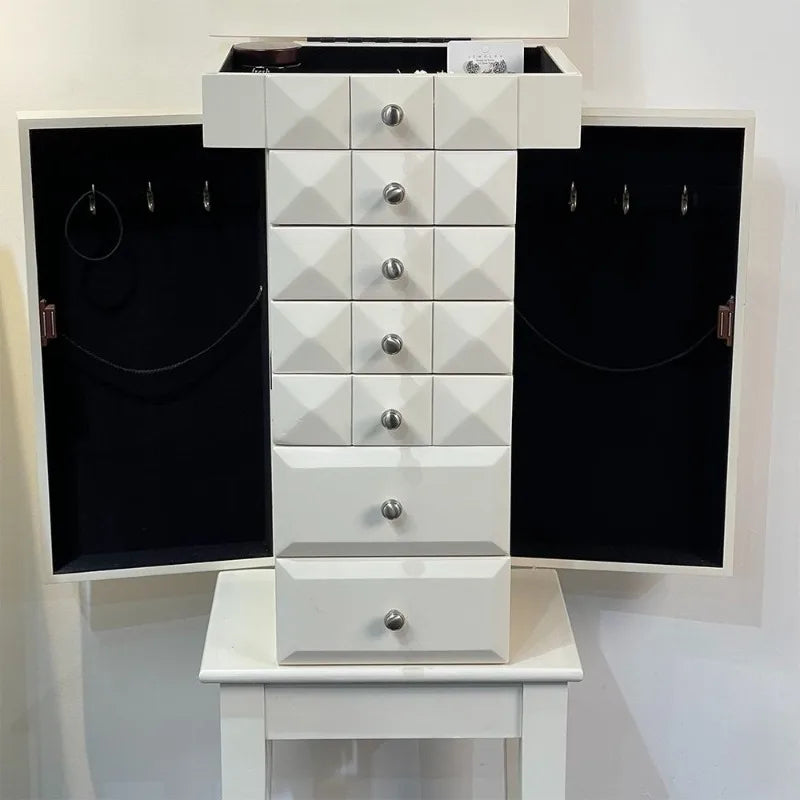 Large Jewelry Cabinet Wooden Storage Locker Living Room Dressers for Bedroom Drawer Storage Furniture Organizer Decoration