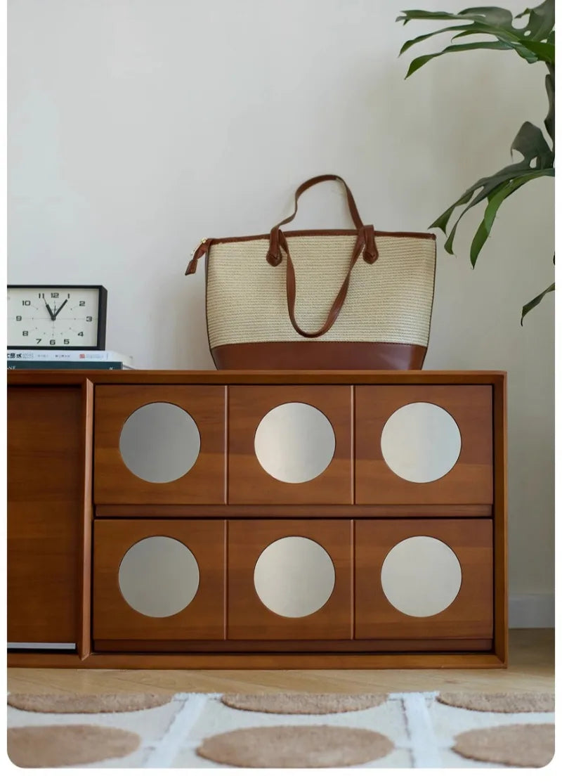 Retro Solid Wood Combination TV Cabinet Living Room Storage Lockers French Floor Bedroom Bedside Storage Cabinet Can Stacked