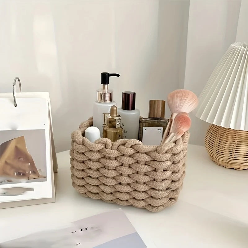 Hand-woven bathroom storage baskets for countertops, bedrooms, and living rooms - high-quality durable home storage baskets
