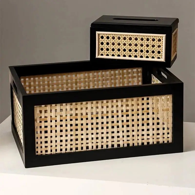 Sturdy Wood and Bamboos Storage Basket Suitable for Cabinets Enhances Home Decoration and Organization Daily Casual Use KXRE